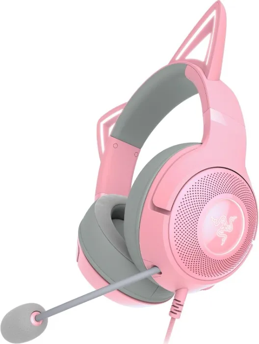Razer Kraken Kitty V2 - Casque Filaire RGB avec Oreilles de Chat (Eclairage Réactif Stream, Micro Cardioïde HyperClear, Transducteurs Triforce 40mm, Son Surround 7.1) Rose Quartz