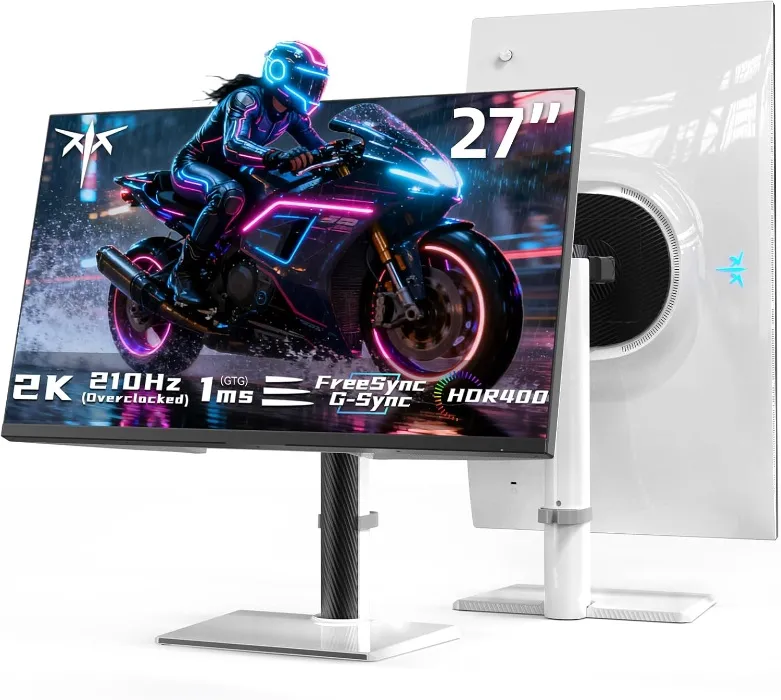 KTC 27'' Ecran PC Gamer, QHD (2560x1440), 210Hz, 1ms GTG, Fast IPS, Adaptive Sync, Moniteur Gaming, HDR400, 131% sRGB, Écran Blanc, Haut-parleurs intégrés, VESA 100x100, DP1.4/HDMI 2.0, H27T6