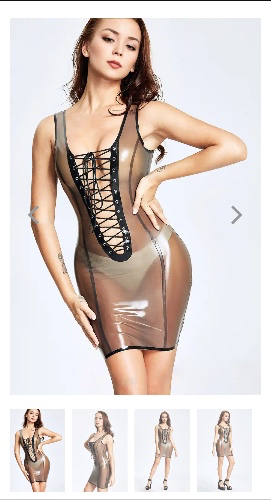 Translucent Latex LaceUp Dress