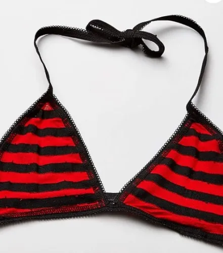 Elegant Moments Striped Bra Top Black/Red, One Size
