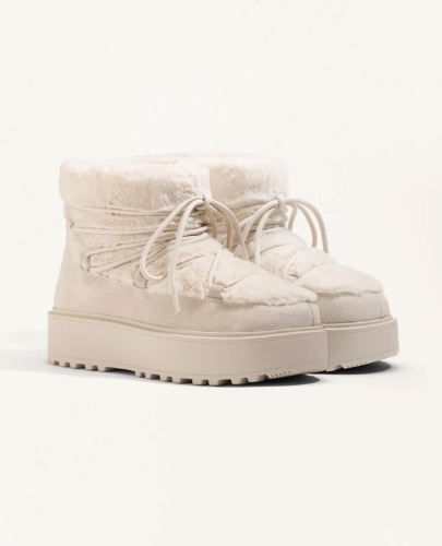 Faux-fur and split-leather lace-up boots - down to –20 ºC