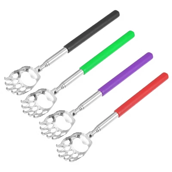 Unique Bargains Extendable Claw Stainless Steel Back Scratcher Red Green Purple Black 4 Pcs