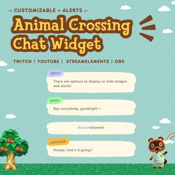 Widget de chat en streaming avec alertes | Widget de discussion Twitch Widget de discussion Youtube | Traversée d'animaux | StreamElements et OBS