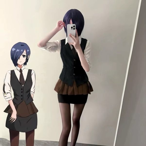 Anime Tokyo Touka Kirishima Ghoul Cosplay Kostuum Vrouwen Shirt Vest Rok Pak Sexy Uniform Halloween Kleding Outfit
