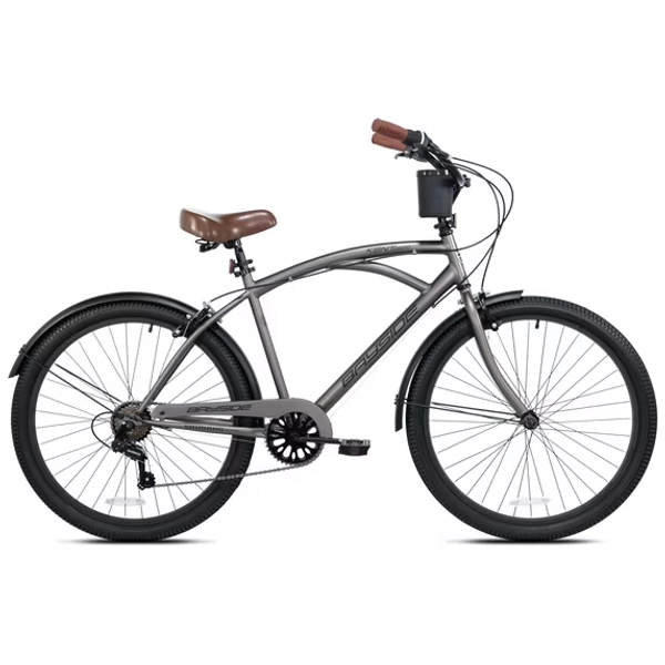 26" Kent Bayside Cruiser Bicycle, Fits Rider 5'2"-5/10", Gray, Adults, Unisex