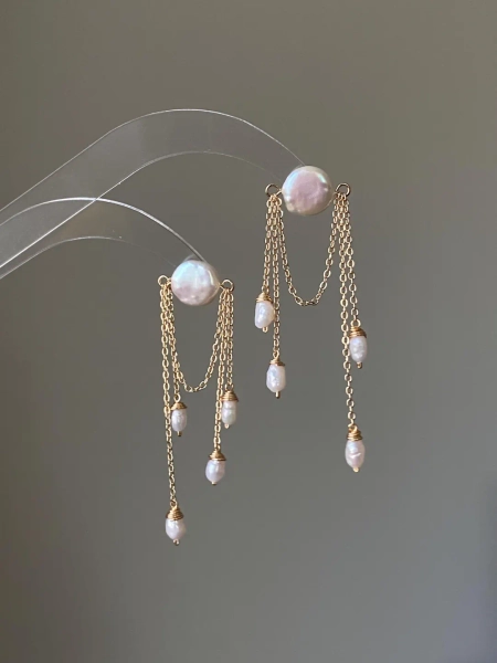 Handmade Vintage-inspired Baroque Pearl Tassel Elegant Earrings Dangle Studs Earring Modern Artistry Earring Bridesmaid Gift for Her - Etsy