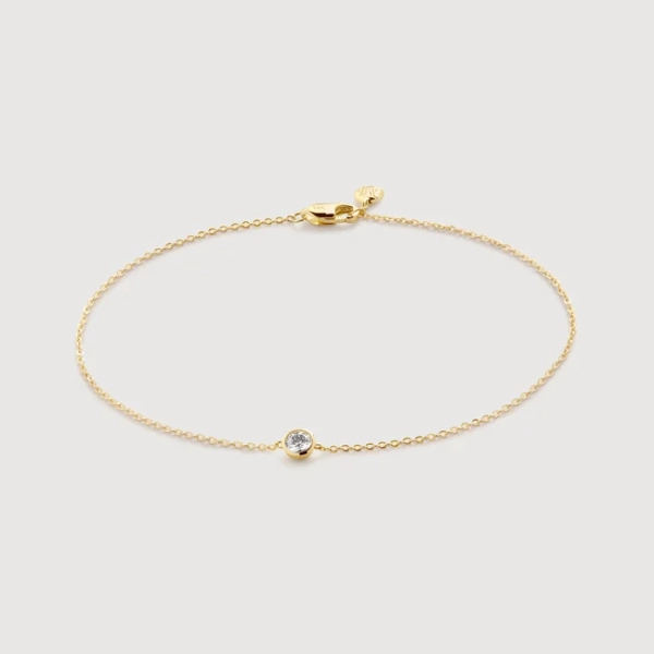Gold Lab Grown Diamond Solitaire Chain Bracelet