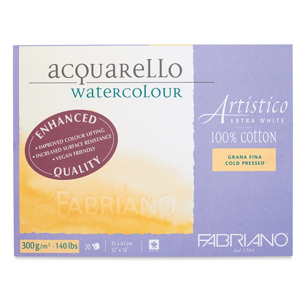 Fabriano Artistico Enhanced Watercolor Block - Extra White, Cold Press, 12" x 16"