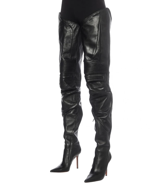 Andy Over The Knee Motorcycle Boots In Black