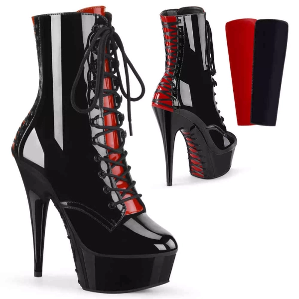 Pleaser Pleaser - DELIGHT1020FH Plattformstiefel - Schwarz/Rot | Attitude Deutschland