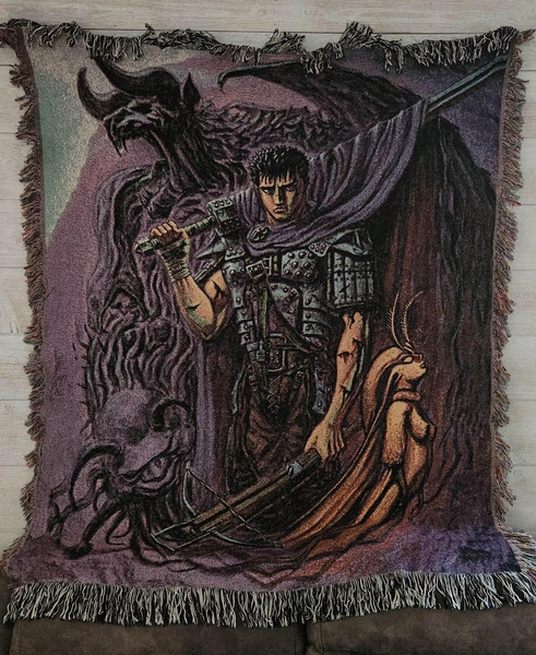 Berserk Woven Blanket: Guts, Rosine & Zodd - Kentaro Miura Art Tapestry
