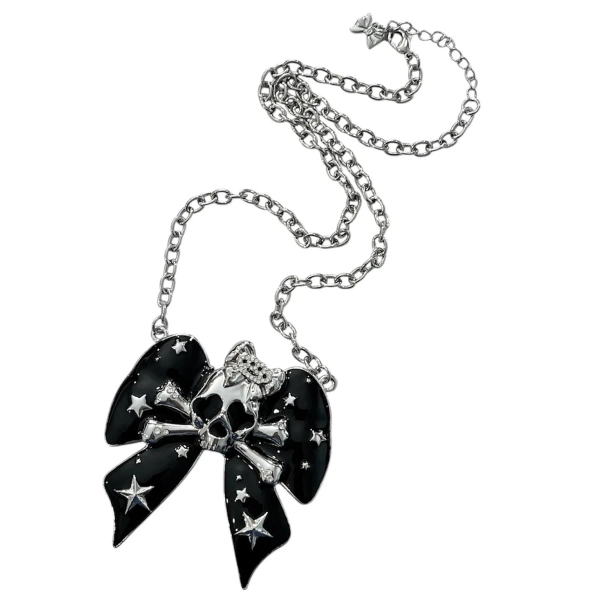 skull bow necklace *black*