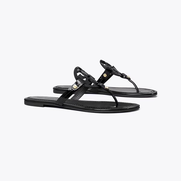 Miller Patent Sandal in black, size 5