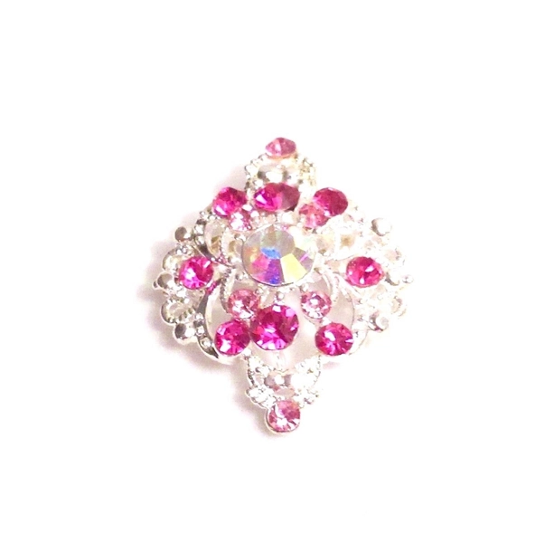 Pink Crystal Iridescent Pin Brooch Silver Tone Pink Hat of Red Hat Ladies