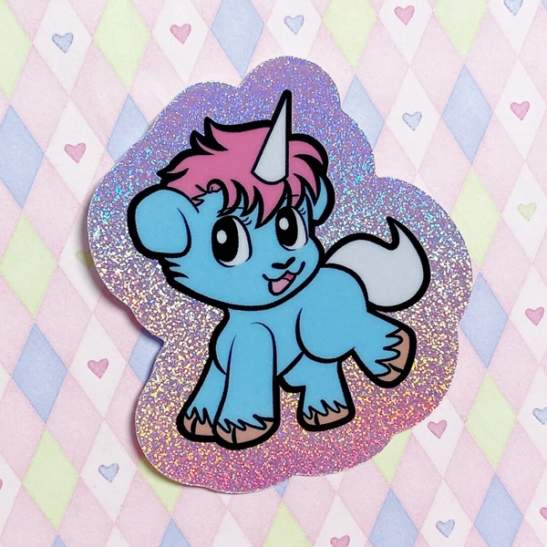 Unico Pink Blue Unicorn Osamu Tezuka Anime Glitter Holographic Pastel Kawaii Vinyl Sticker! (3") - Etsy