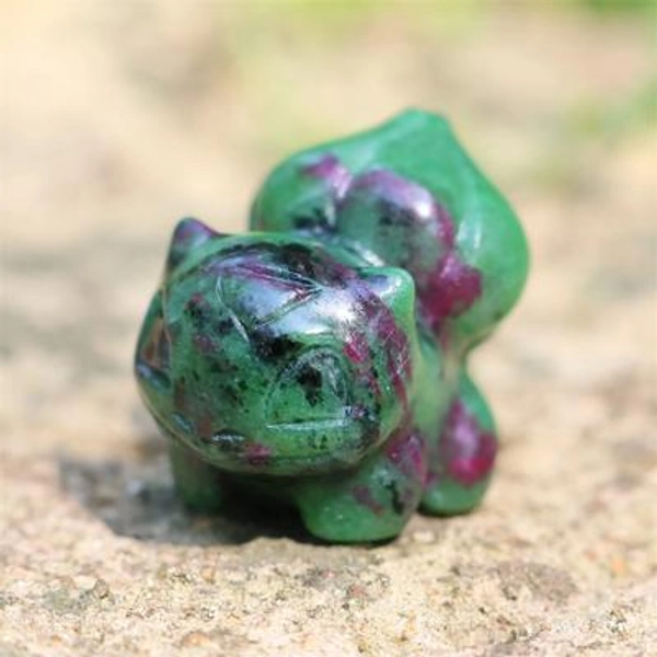 "1.3\" Natural Zoisite Carved Bulbasaur,Zoisite frog,Crystal Bulbasaur,Crystal Pokemon ,Reiki healing,Crystal Bulbasaur,Crystal Gifts 1PC"