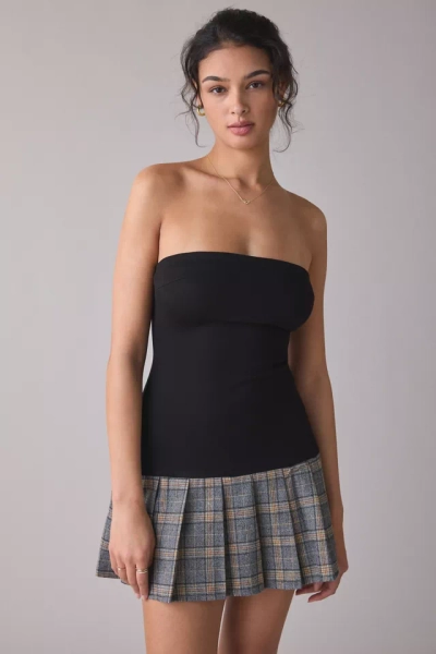 Motel Terdayu Mixed Media Strapless Pleated Mini Dress