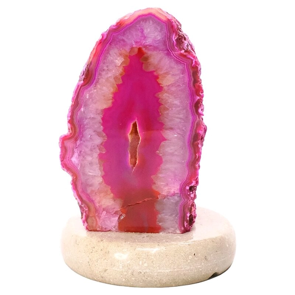 2.4kg Pink Agate Crystal Lamp With Marble Base - Purple LED - S1615 For Sale - AfterPay Available