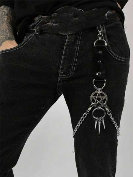 1pc Men Ring Decor Pants Chain For Decoration For Halloween For Going Out Outfit Wedding Party And For Gift Halloween Accessories, Halloween Costumes Autumn-Winter Accessories Halloween Costume,Suitable For Teens, Youth,Men,Casual, Outdoor, Athletic, Vacation, Graduation Gifts, Birthday, Daily Wear Halloween Costume Party Dark Style