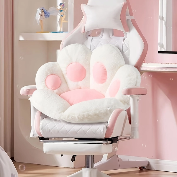 Jumbo Cat Paw Cushion - Plush Chair & Floor Pillow Suitable for Office Computer Gaming Chairs, Bed, Floor - Cute Cat Paw Print, Dry Only, Quilted Cover with Filling, - Decor (23.6"x27.6")