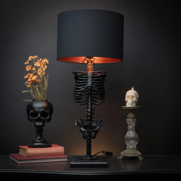 Ribcage Lamp, Black, White Inner (USA)