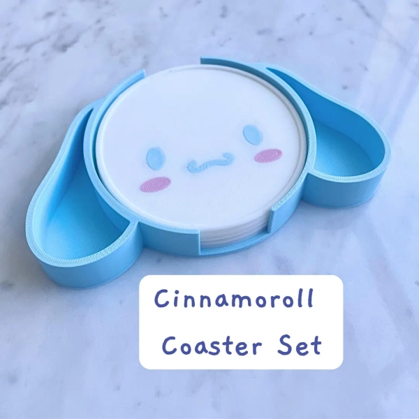 Cinnamoroll Coasters (set of 4) With Holder | Original Design | Gift for Cinnamoroll Lover | 3D Printed - Etsy