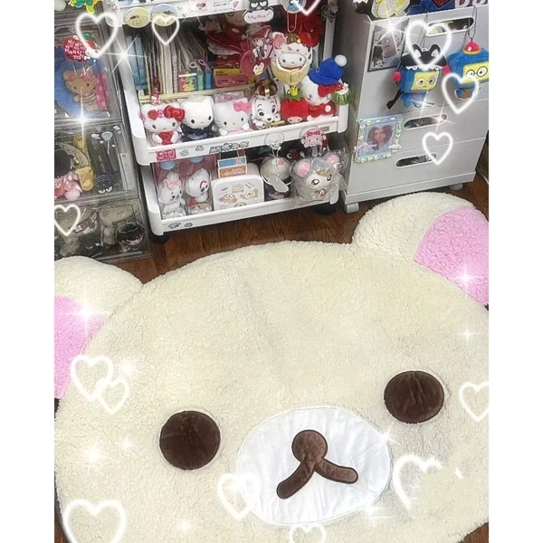 Kaji urso rilakkuma tapete relaxado urso dos desenhos animados bonito coreia tapete quarto macio pelúcia tapete de cabeceira casa quarto - AliExpress 