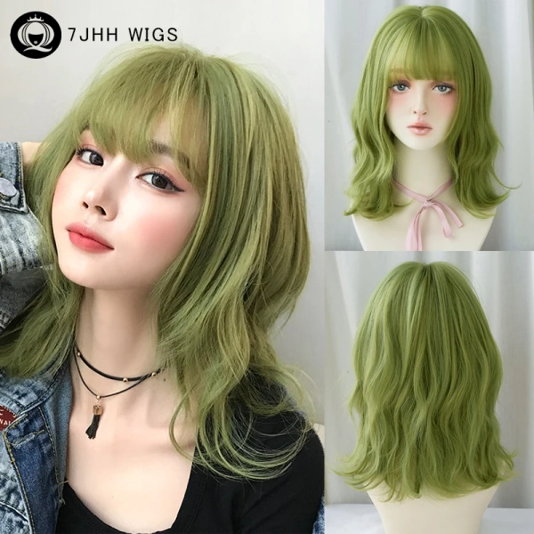 Short Wave Green Synthetic Wig - AliExpress 200165144