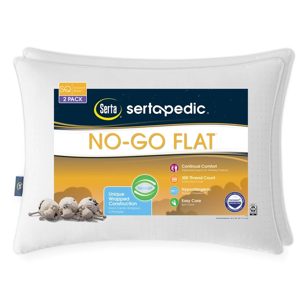 Sertapedic Won't Go Flat Bed Pillow, Set of 2, Standard/Queen - Walmart.com