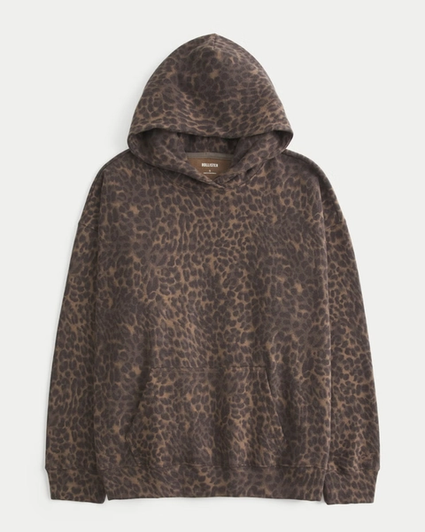 Hollister Feel Good Oversized Leopard Hoodie