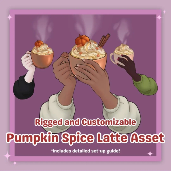Customizable Vtuber Arm Asset: Pumpkin Spice Latte, Animated Live2D (Digital Download)