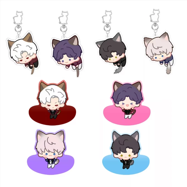 Cat Love and Deepspace Wobble Standee Cute Love and Deepspace Keychains - Key Ring / Zayne