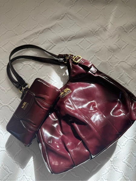 Cherry Cola Red Coach Madison Maggie Shoulder Bag with Wallet