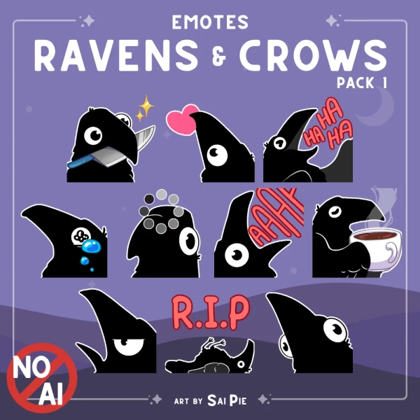 Emotes - Little Ravens / Crows 🐦‍⬛ | Pack 1  by SaiPie (@SaiPie)