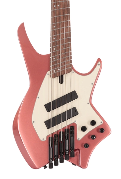 HILS NEXT HNB5 5-String Bass Guitar in Gloss Metallic Rosegold with Fanned Frets