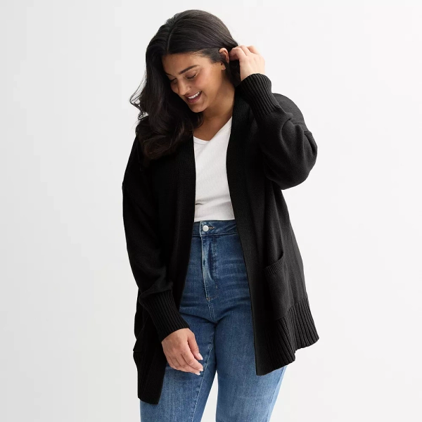 Plus Size Sonoma Goods For Life® Open Front Longline Cardigan