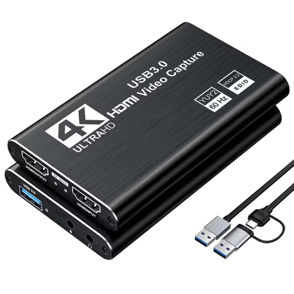 Duomigo Video Capture Card 4K HDTV Loop-Out, 1080P 60FPS/2K 30FPS Game Capture Device for Streaming, Compatible with PS5/Switch/Camera/PC/OBS (Black)