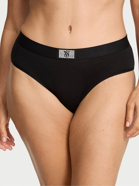Black Hipster Logo Shine Patch Knickers