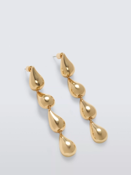 John Lewis Multi Domed Teardrop Earrings, Gold