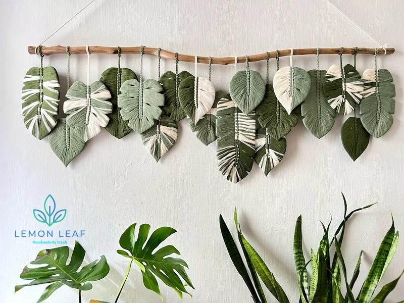 Monstera Leaf Wall Hanging Macrame, Large Leaf Macrame Wall Art, Macrame Wall Art, Wall Tapestries, Macrame Leaf Painting on the Wall - Etsy