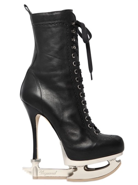 160mm Ice Skate Heel Ankle Boots, Black