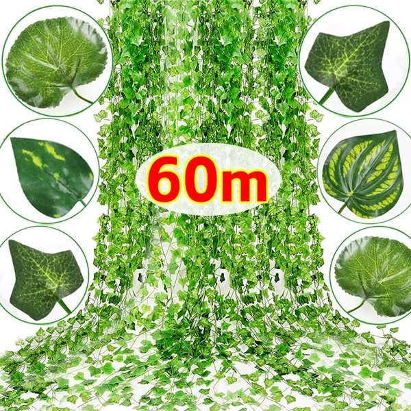 Sztuczne liście bluszczu, rattan, pnące liście, wisząca girlanda, DIY, sztuczne kwiaty i rośliny do ogrodu, na wesele, do dekoracji domu. - AliExpress 15