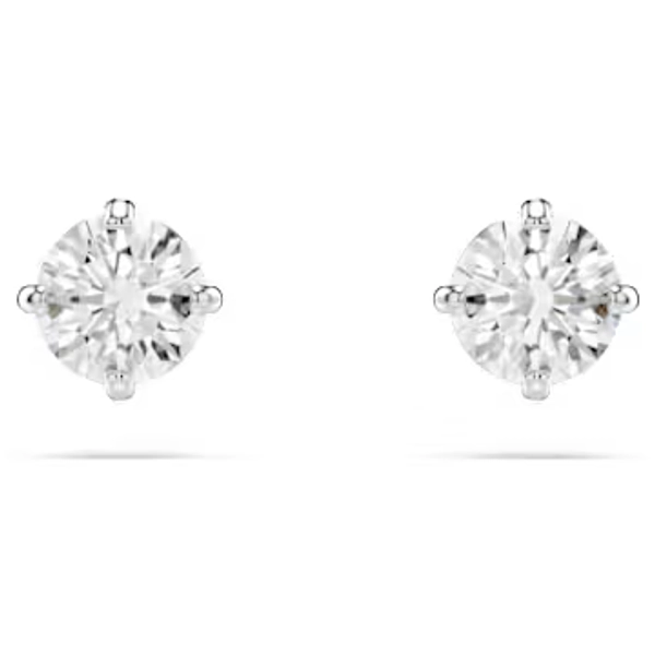 Stilla Attract stud earrings, Round cut, White, Rhodium plated