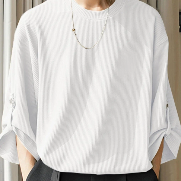 INCERUN Men's Round Neck 3/4 Sleeve Knitted Top Poly/Spandex