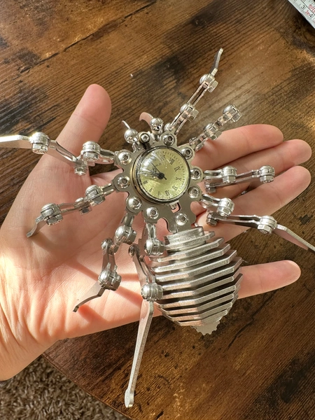 Handmade Stainless Steel Foldable arms and legs Spyder model With Clock Home Decorations model Indoor Gift Idea