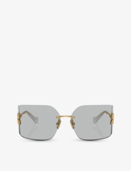 MU 54YS Square-Frame Metal Sunglasses