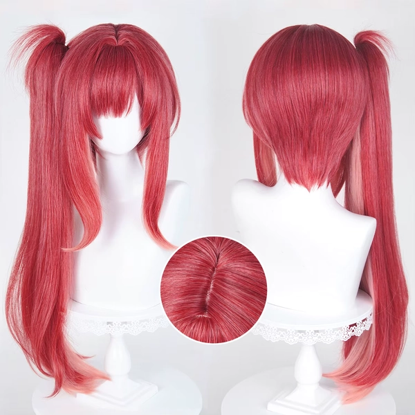 Peluca de Cosplay de capucha roja Rapi, pelucas de cola de caballo de colores mezclados rojos de 72cm para mujer, peluca de Cosplay de Anime, pelo sintético resistente al calor para Halloween - AliExpress 200000532