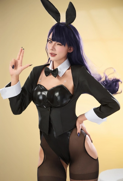 My Dress Up Dear Marin Cosplay Costume Black Bunny Bodysuit and Coat with Stockings and Bunny Ear Headband