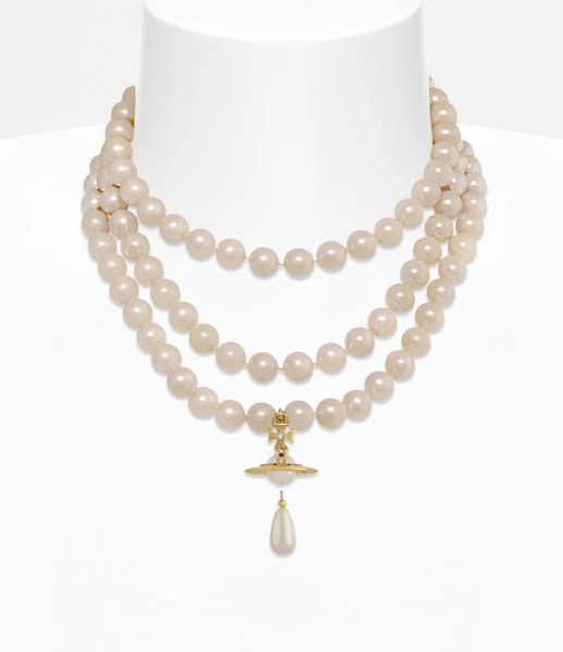 Three Row Pearl Drop Choker