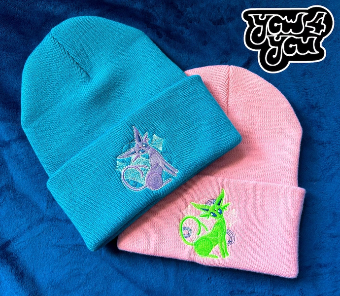 Psychic Kitty, Poke-inspired Embroidered Beanie Hat - Etsy